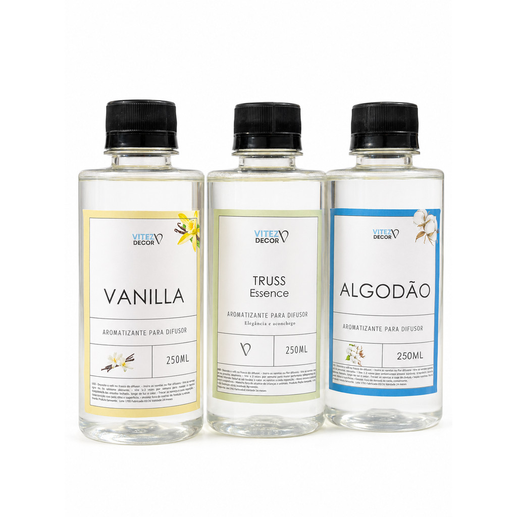 Refil Aromatizador para Difusor de Varetas 250ml | Vários Aromas | Perfume Intenso