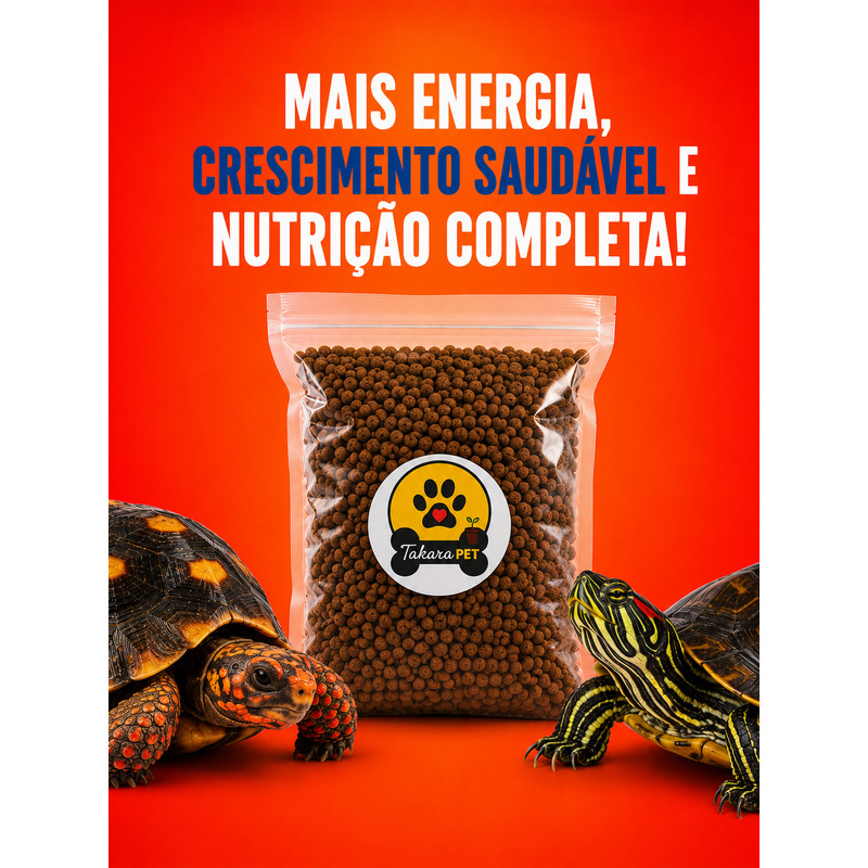 Ração para Jabuti, Tigre d'Água e Répteis Premium Alimento Completo Alta Aceitação Pellets 5mm