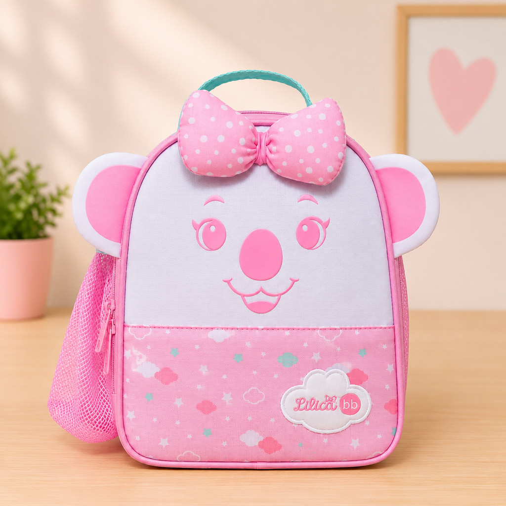 Mochila Costas Lancheira Garrafa Inox Lilica Ripilica Happy