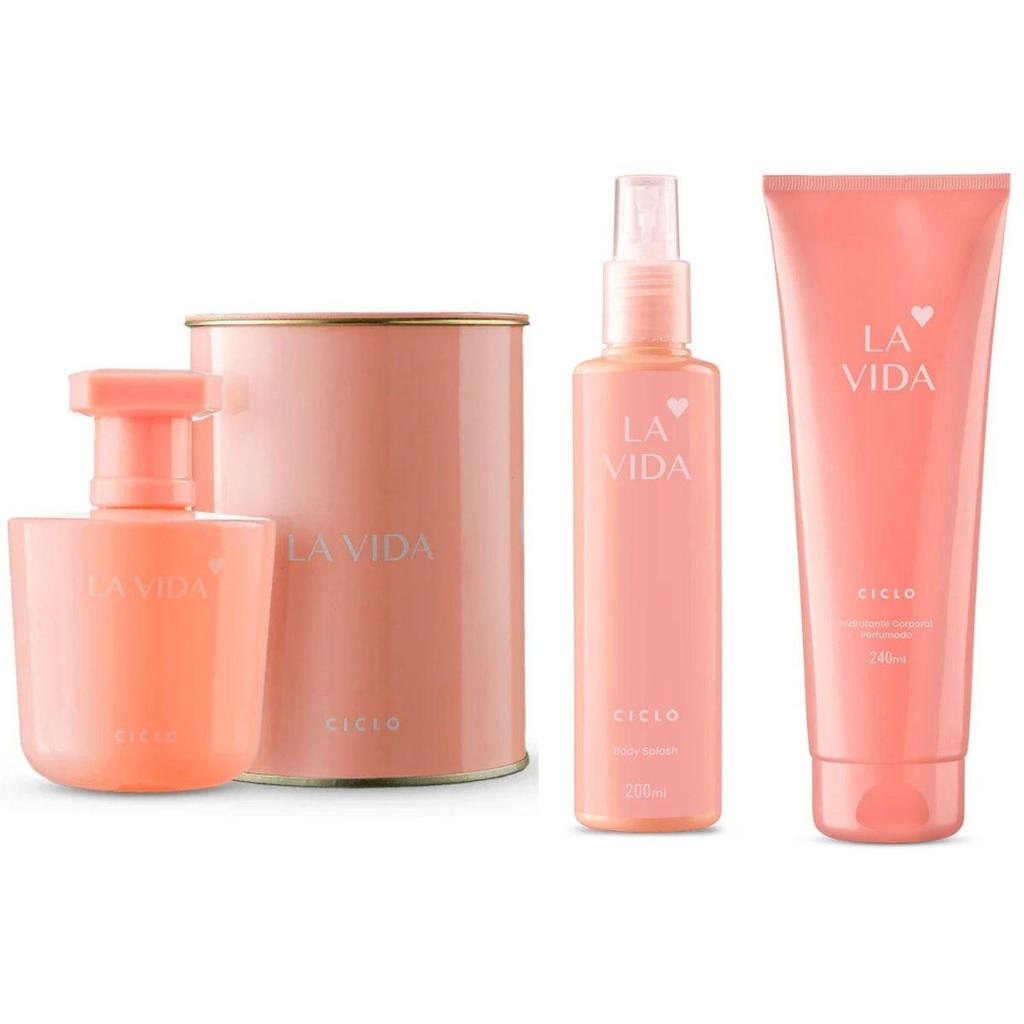 Combo Kit La Vida Perfume Deo Colonia + Hidratante + Body Splash Ciclo Cosméticos Feminino