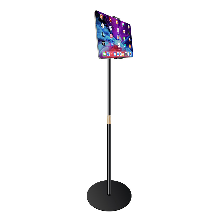 Suporte Pedestal Reto com Base Redonda Totem PDV Kiosk p/ Tablet Samsung e Celul