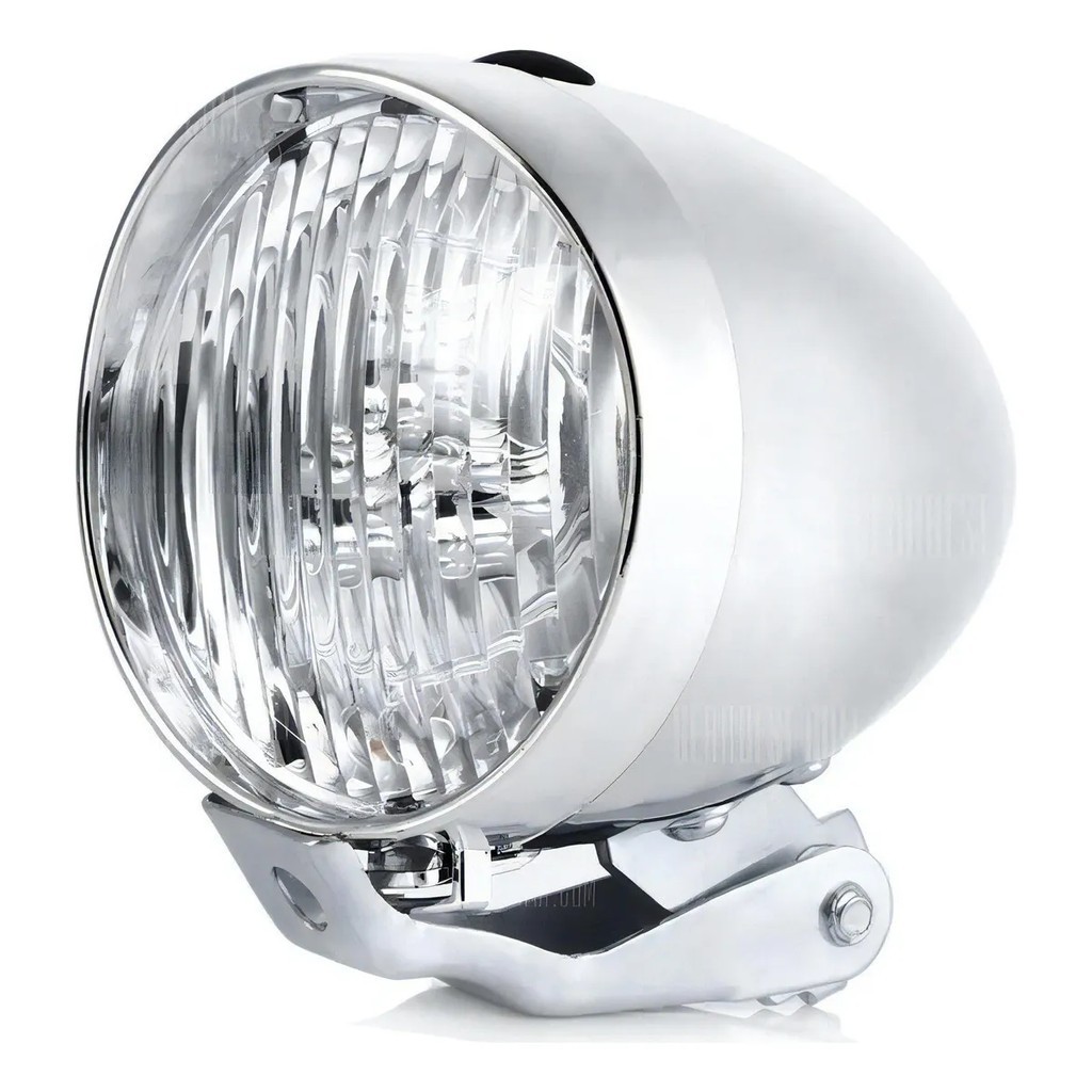 FAROL BIKE RETRÔ ABSOLUTE CROMADO 3 LEDS VINTAGE