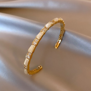 Pulseira feminina em formato de cobra com zircônia, design exclusivo, pulseira aberta de prata em formato de osso de cob