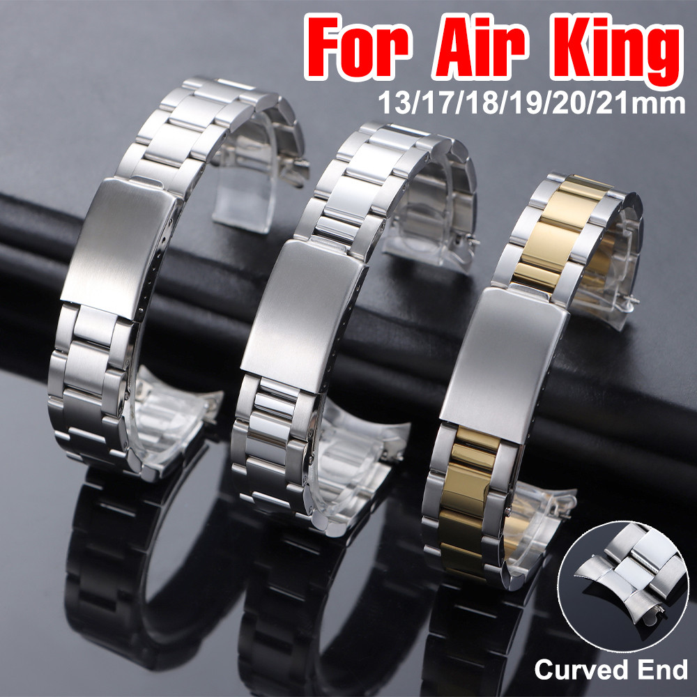 Pulseira De Relógio De Aço Inoxidável Com Extremidade Curvada Para Rolex Air King Datejust 13/17/18/19/20/21mm Mulheres 
