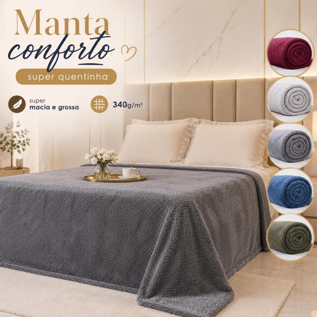 Manta Microfibra Cobertor King Queen Casal Super Quentinha Antialérgico Grossa Aveludada 3D Conforto 5 Habitat