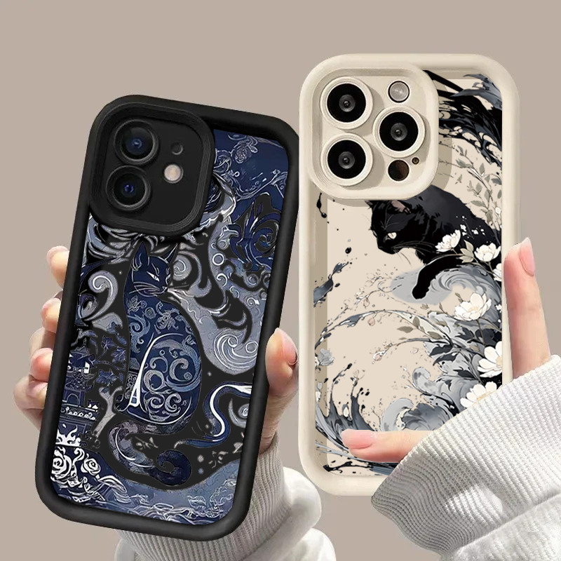Capa Para Samsung Galaxy A56 A17 A15 A16 A36 A26 A55 A54 A35 A36 A53 A34 A23 5G Retrô Fofa Gato À Prova De Choque Padrão