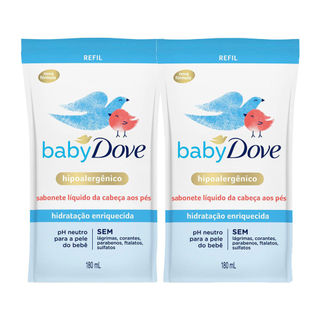Kit 2 Sabonete Líquido Dove Baby Hidratação Enriquecida Refil 180ml