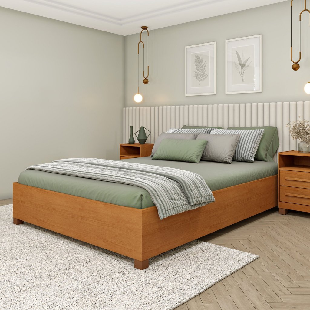 Cama Casal em MDP 193cm x 144cm Mônaco Cinamomo