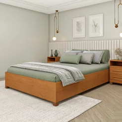 Cama Casal em MDP 193cm x 144cm Mônaco Cinamomo