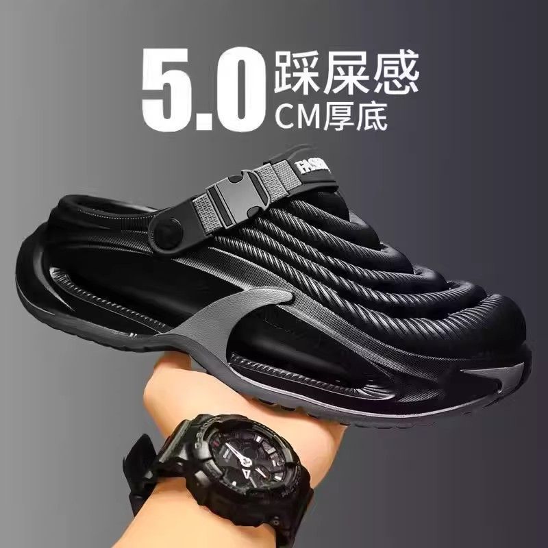 Buraco sapatos masculinos verão novo estilo exterior usar antiderrapante sola grossa resistente ao desgaste chinelos cob