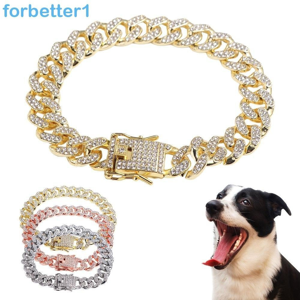 FORBETTER Corrente para Animais de Estimação, Acessórios de Luxo Personalizados para Animais de Estimação, Coleira de Me