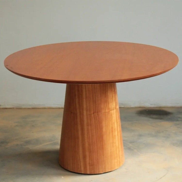 Mesa de Jantar Base Cone em Madeira Laminada 90cm Marrom/Cinamomo
