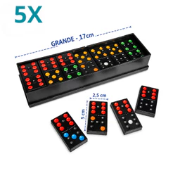 Kit com 5 / 10 / 20 Jogo Dominó Plástico c/ Estojo 28 peças p/ Festas Brindes Prendas Envio Imediato