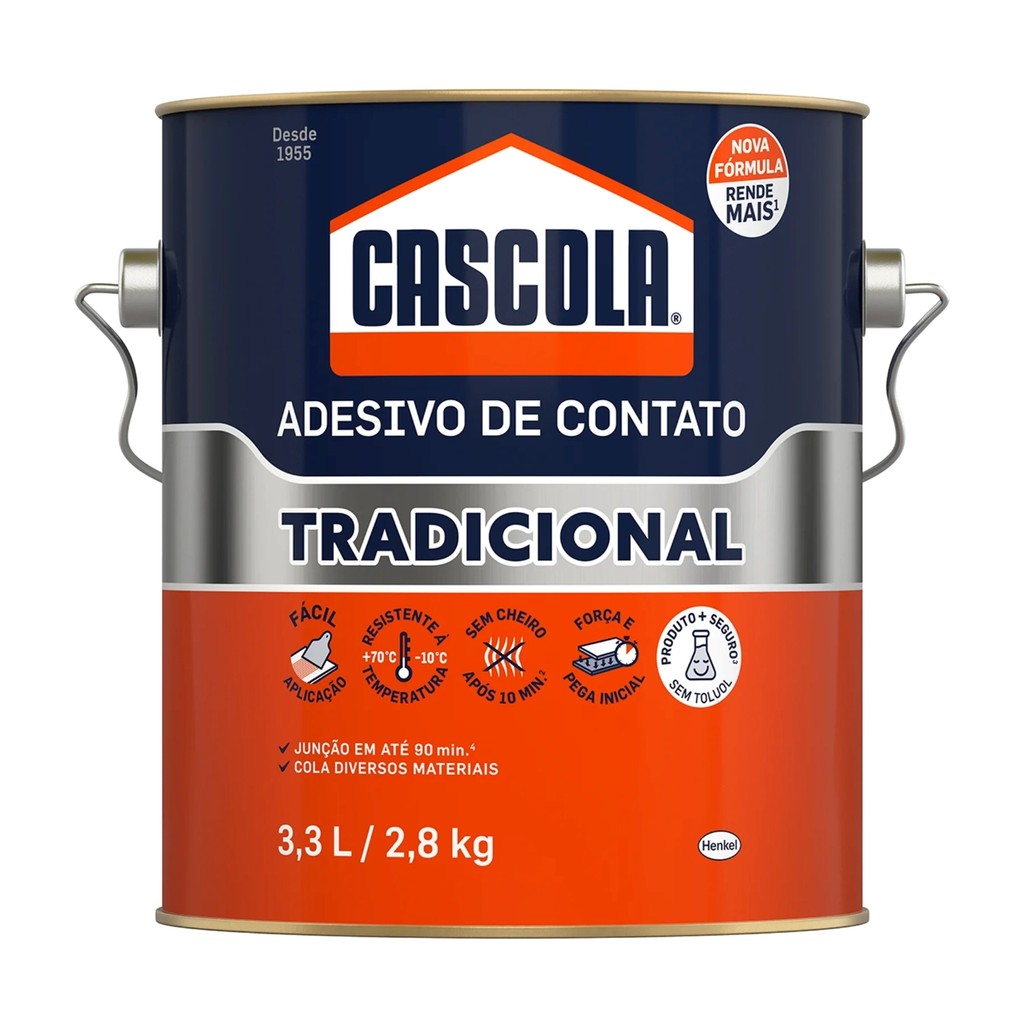 Cascola Tradicional sem Toluol, Cola de Contato, 1x2,8kg