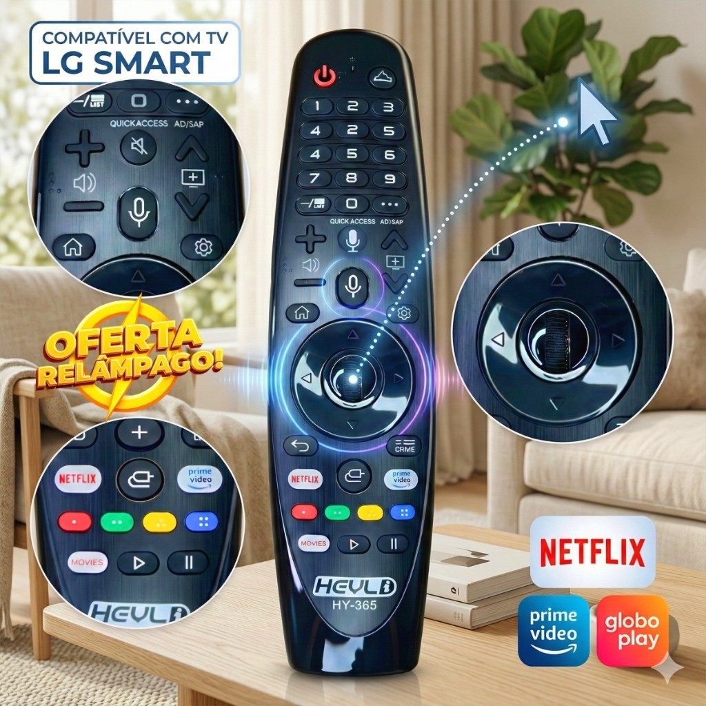 Super Controle LG TV Smart Magic Com Comando De Voz E Mouse Pointer Universal Bl