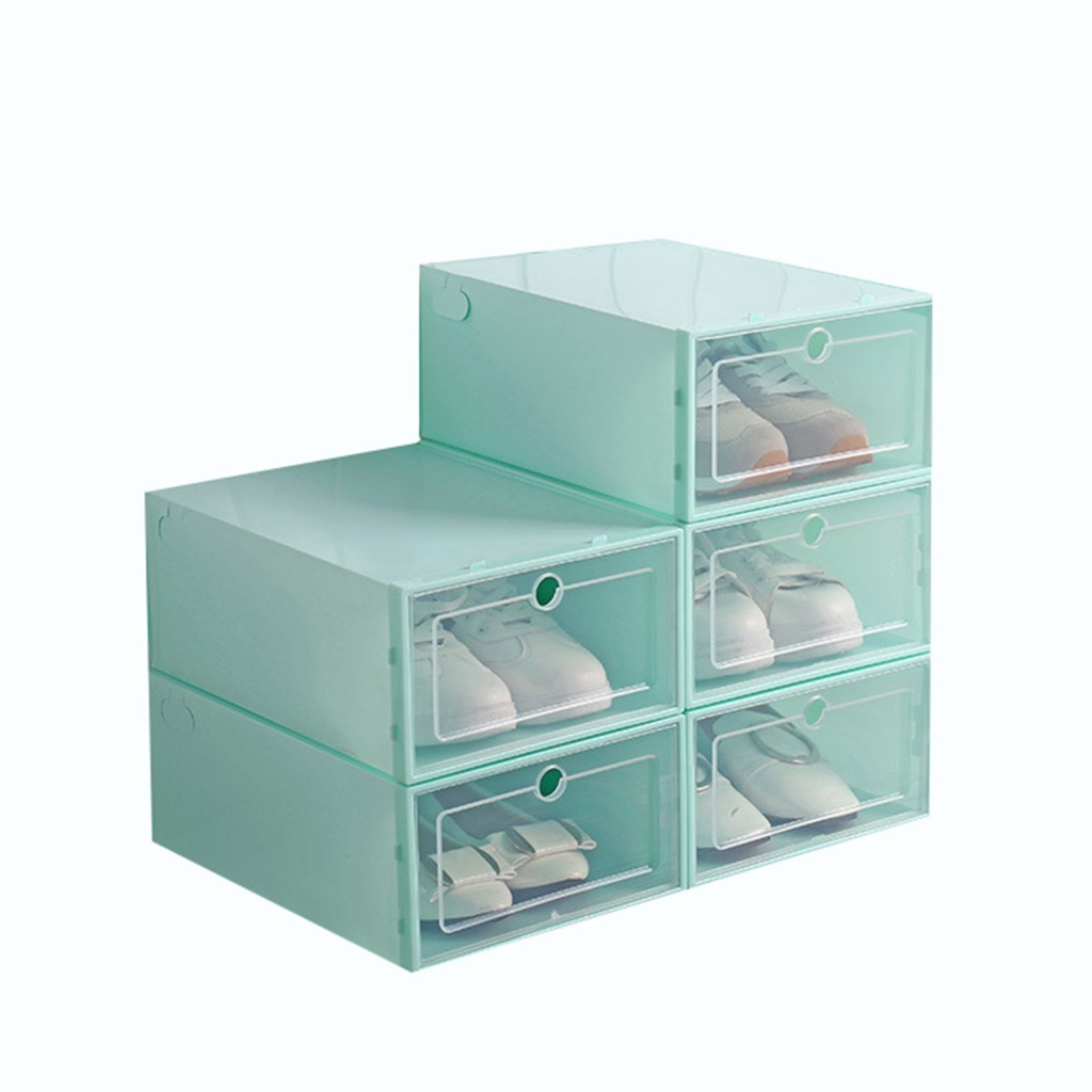 Caixa De Sapato De Plástico Transparente 5 Pacotes Organizador De Armazenamento Empilhável Material PP Recipientes Dobrá