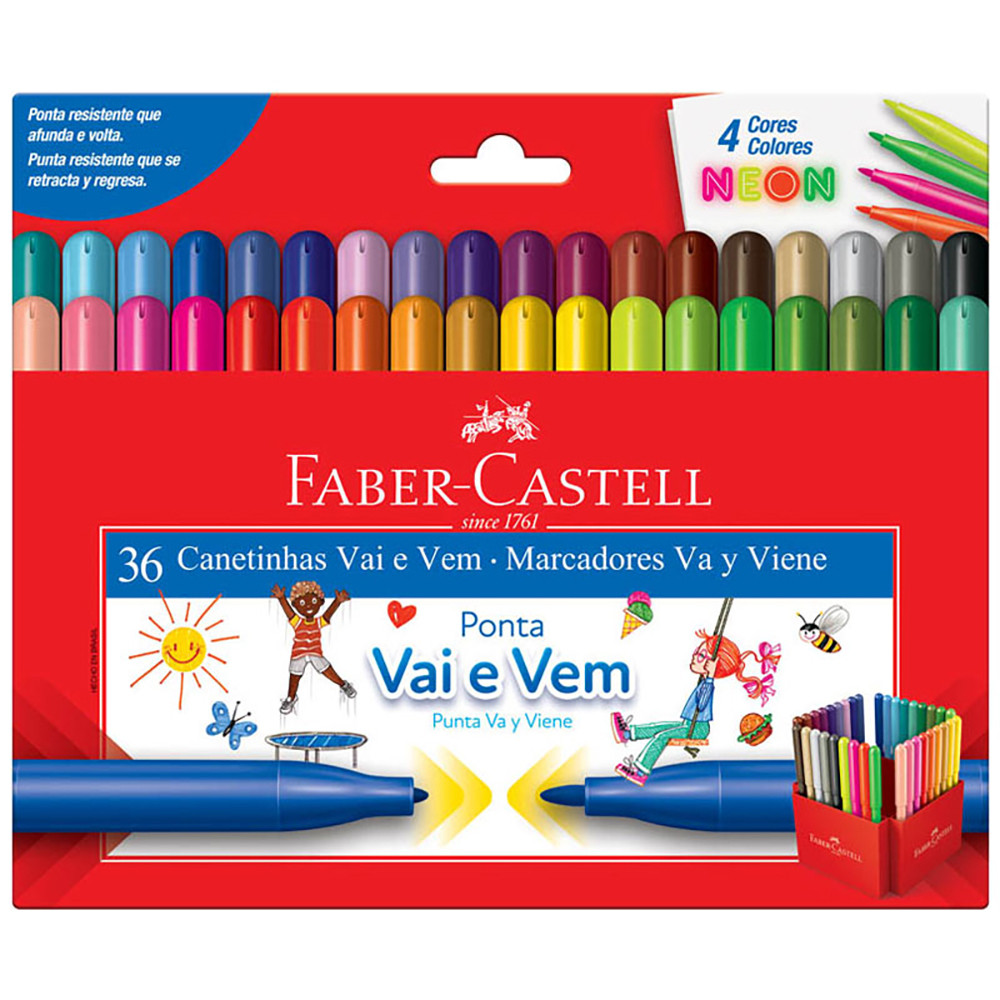 Caneta hidrográfica Vai e Vem 36 cores 15.0136VVZF\555437 Faber-Castell