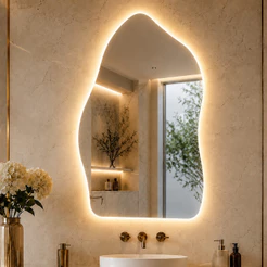 Espelho Lopazzi Grande 90x60 com 3 Tonalidades de Led Jateado BiVolt Quente Neutro e Frio para Decoração de Luxo Premium