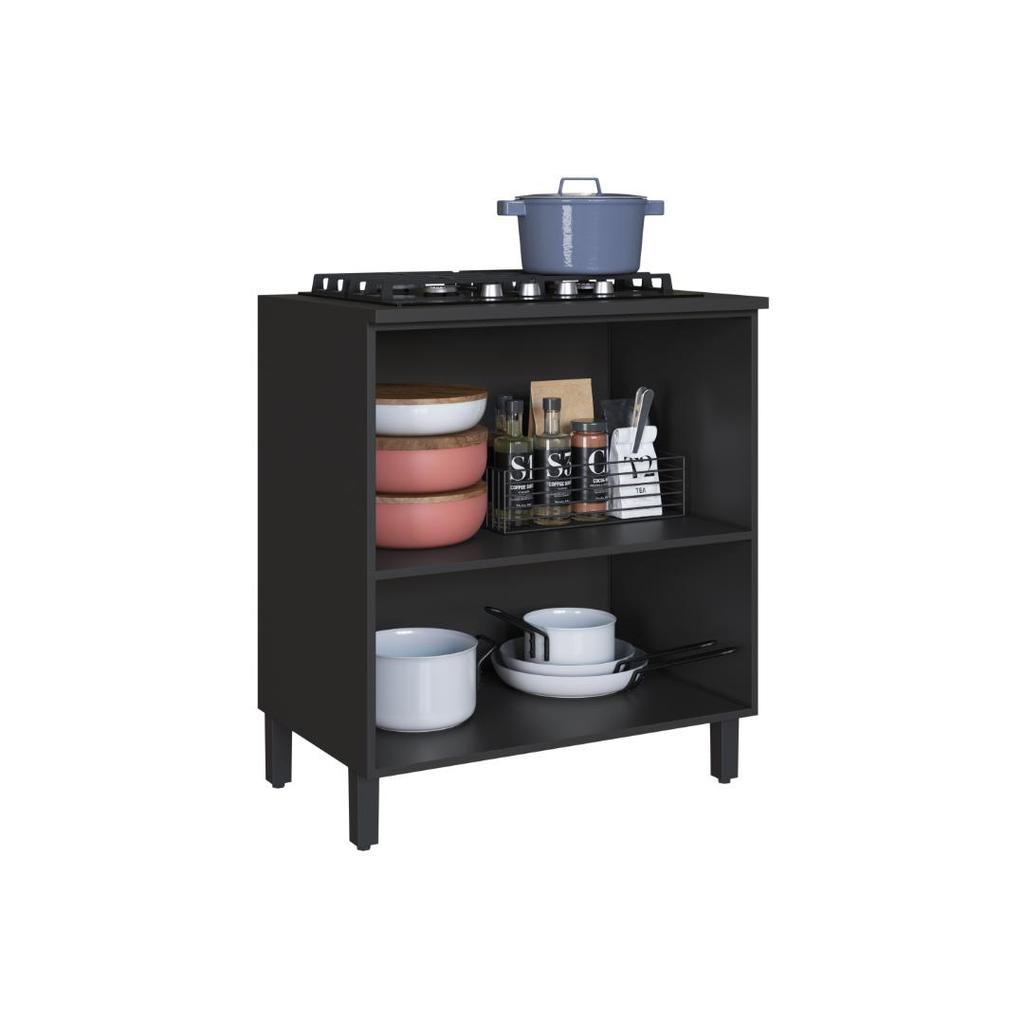 Balcão Modulado Com Tampo Fidelitá Mônaco 80cm 2 Portas Chumbo/Titânio · foto 2