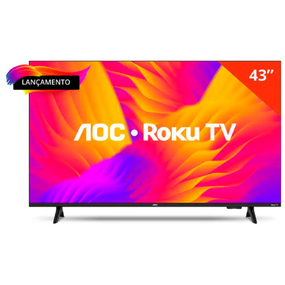 Smart TV 43S5155/78G AOC LED 43 Full HD Wi-Fi Roku TV Sem bordas