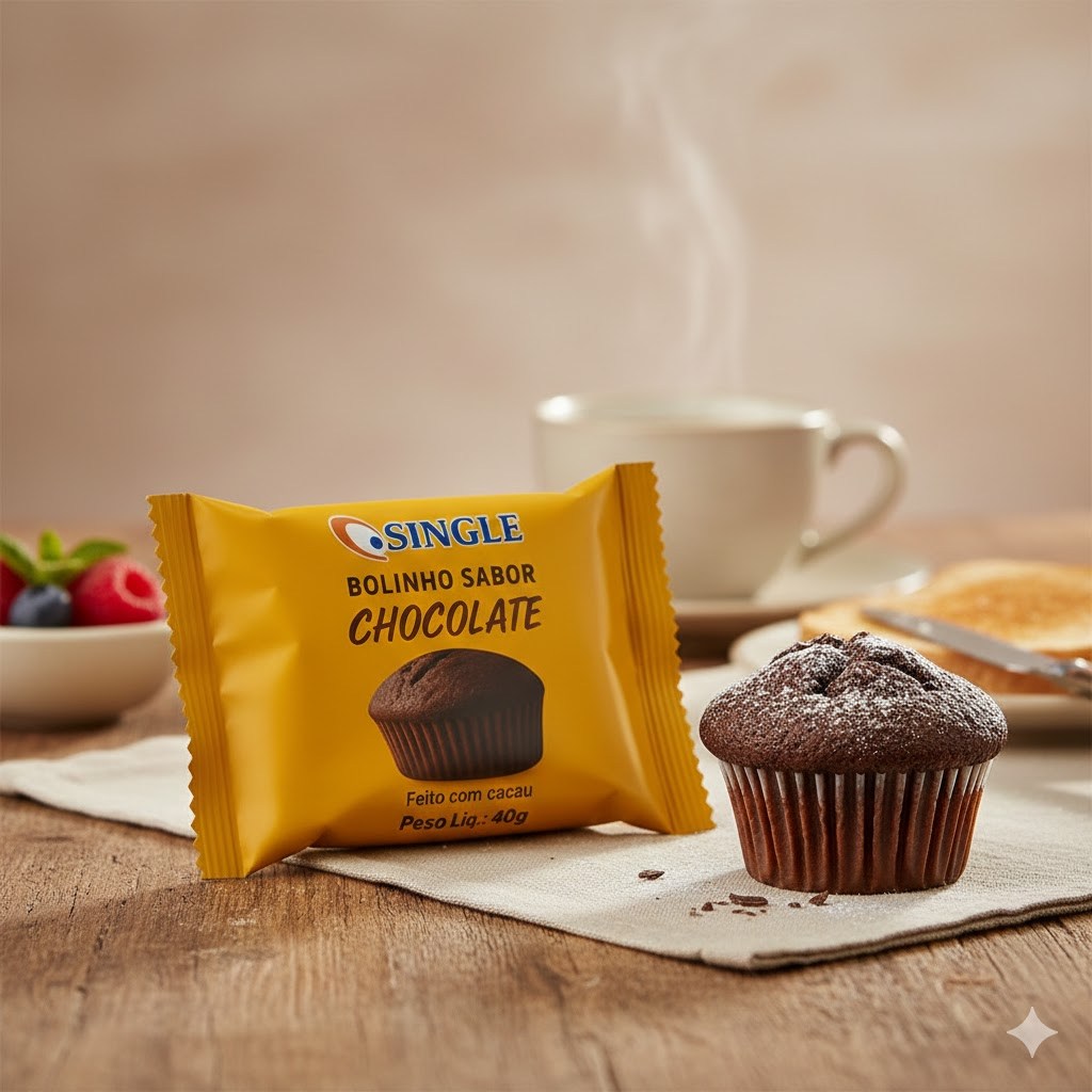 Bolinho de Chocolate - Single - Caixa com 16 Unidades de 40g - Cupcake - Muffin de chocolate