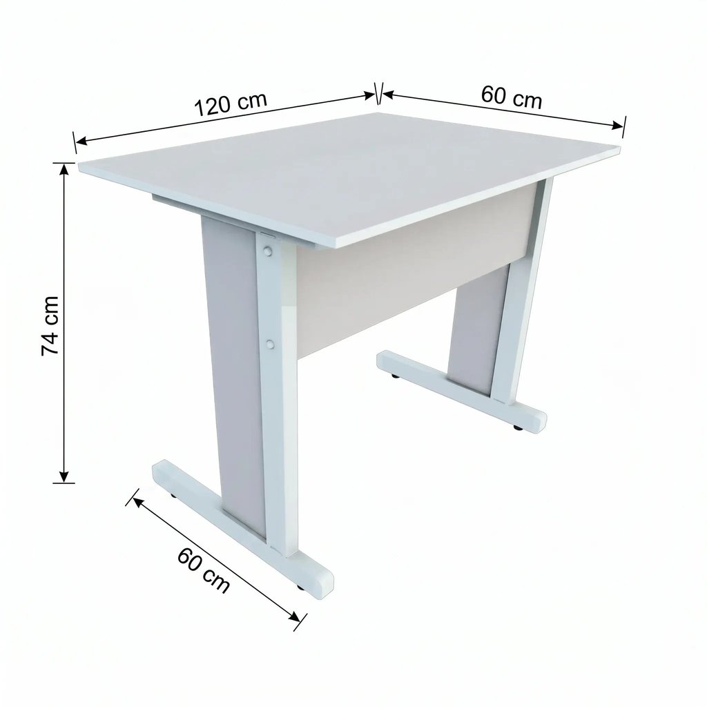 Mesa de Escritório com Pés de Ferro 120x60cm Studio Branco/Cristal Cristal — imagem 2 de 2