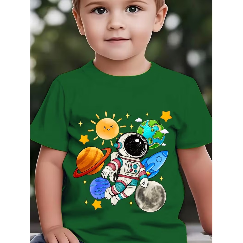 Camiseta Infantil Pequeno Astronauta - Estampas Exclusivas para Crianças 100% Algodão Unissex Menino E Menina