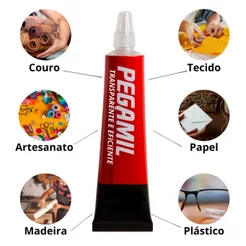 Cola Pegamil Universal 17g Adesivo Multiuso para Tecido Madeira Papel Plástico Couro Resistente à Água