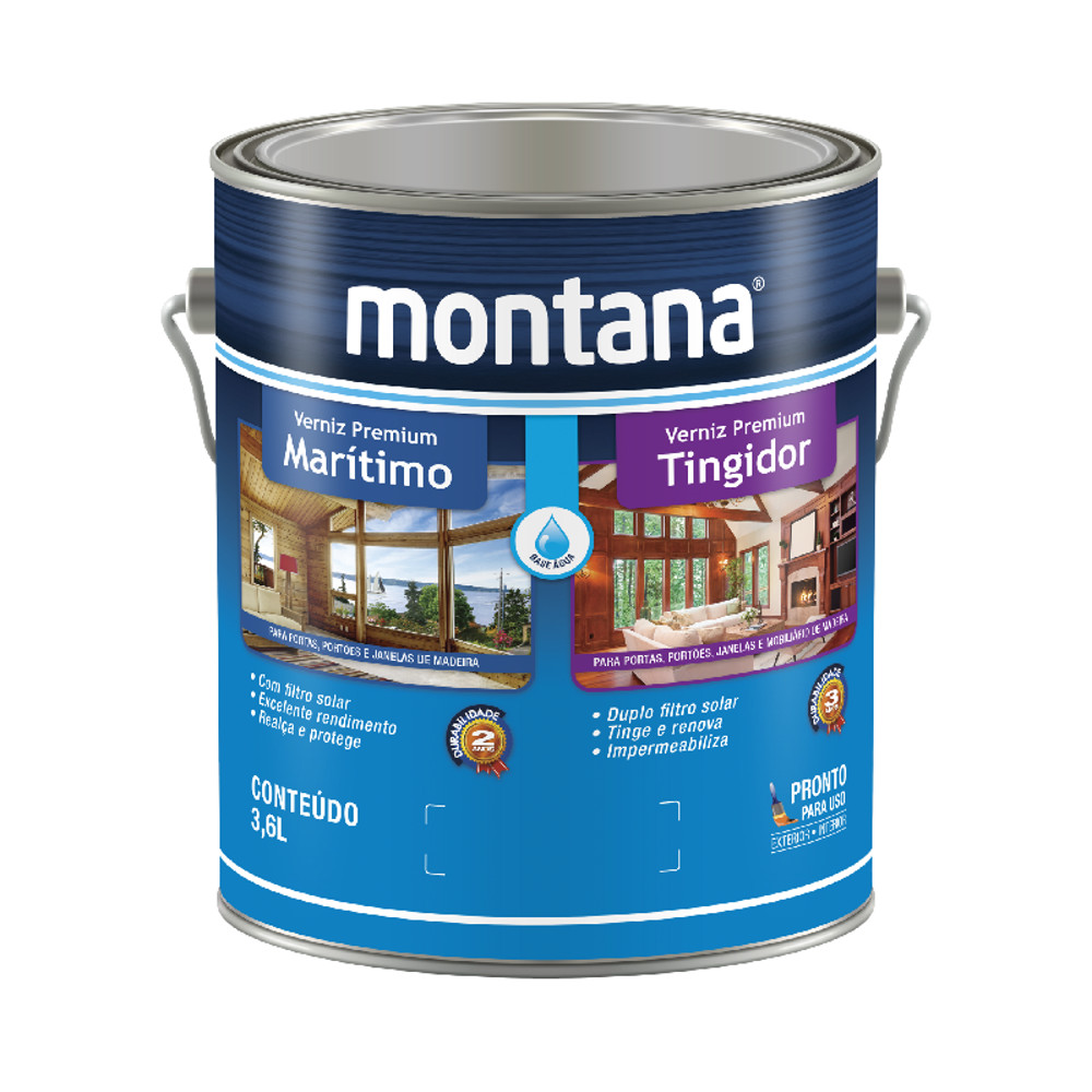 Verniz Marítimo Base Água Acetinado Natural 3,6L Montana