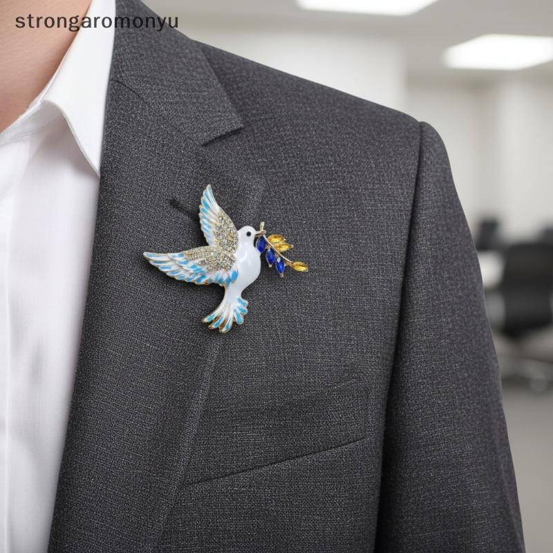 Broche De Pombo Acessório De Moda Feminino Asa De Pássaro Pino Brilhante Strass Corsage Estilo Retrô Acessórios De Roupa