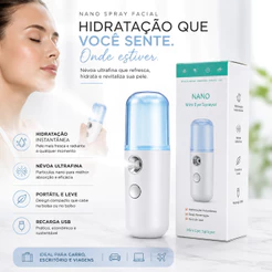 Nebulizador Portátil Ultrassônico USB Recarregável Silencioso Adulto Infantil Inal. Nasal e Olhos Ideal p/ Casa e Viagem