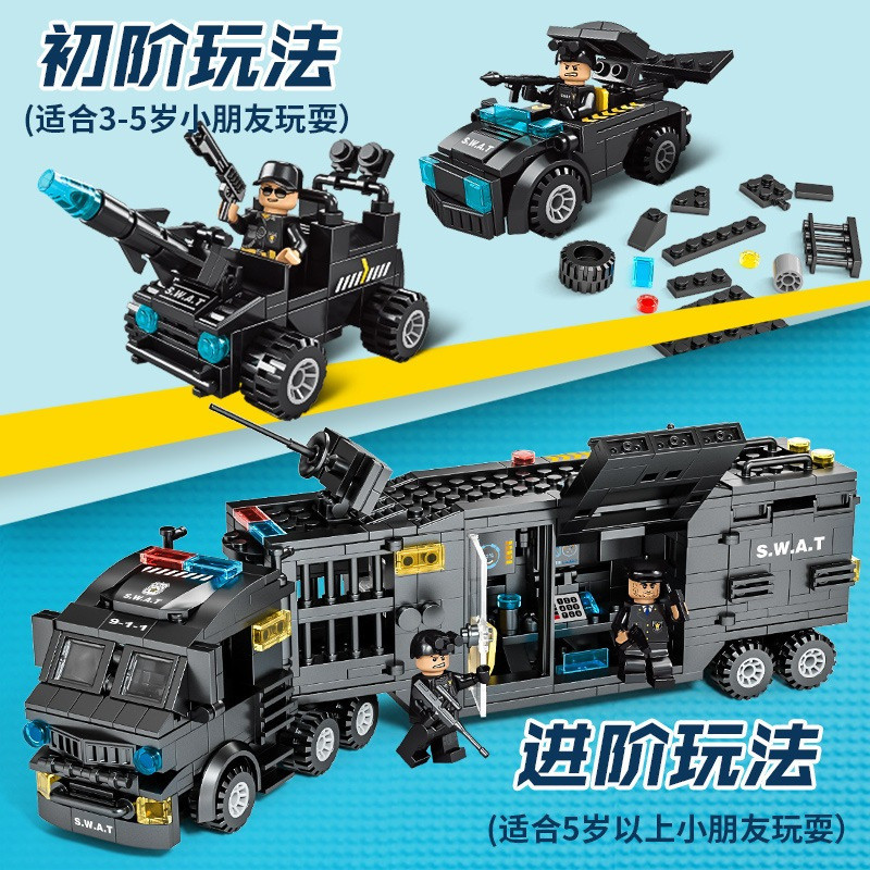 1.000 Peças de Blocos de Montar da Série Militar da Polícia da Cidade SWAT, com Mecha, Nave de Batalha, Avião e Tanque p