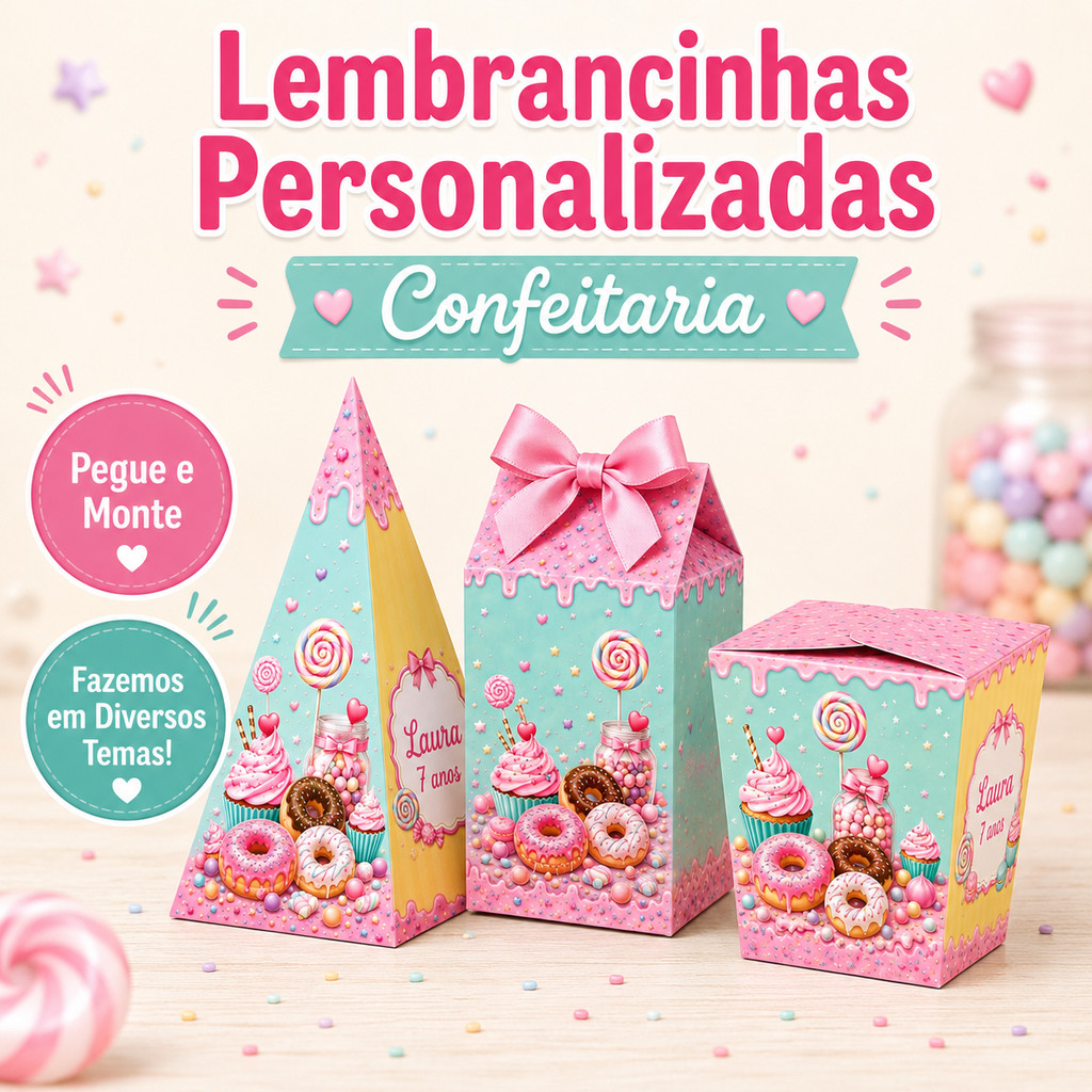 Kit Festa Confeitaria Personalizado | Lembrancinha de Festa | Caixinhas | Aniversário Infantil