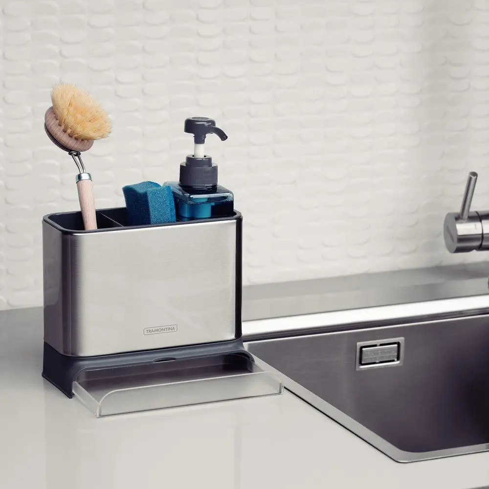 Suporte Dispenser Para Detergente Tramontina Plurale Em Aço Inox — imagem 2 de 2