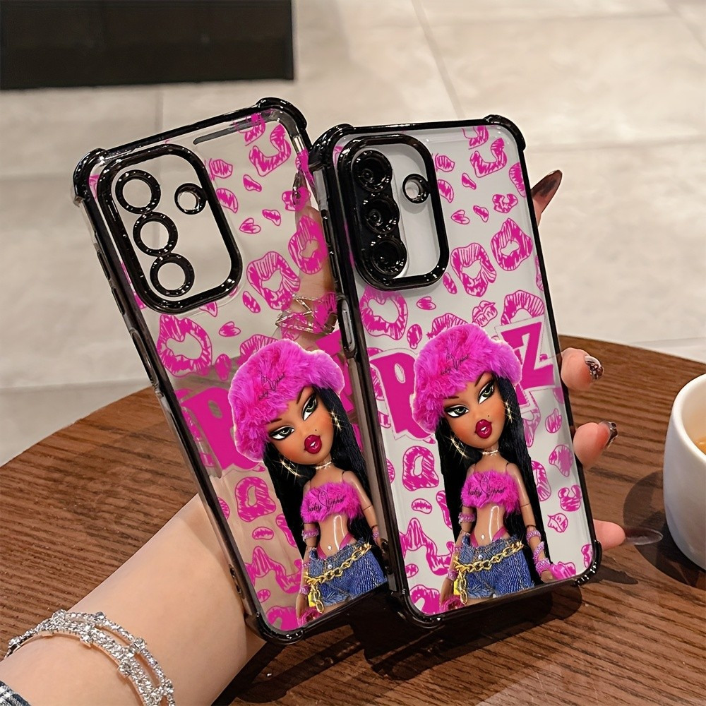 Capa de celular criativa com bonecas Bratz fofas e estilosas, compatível com Sam