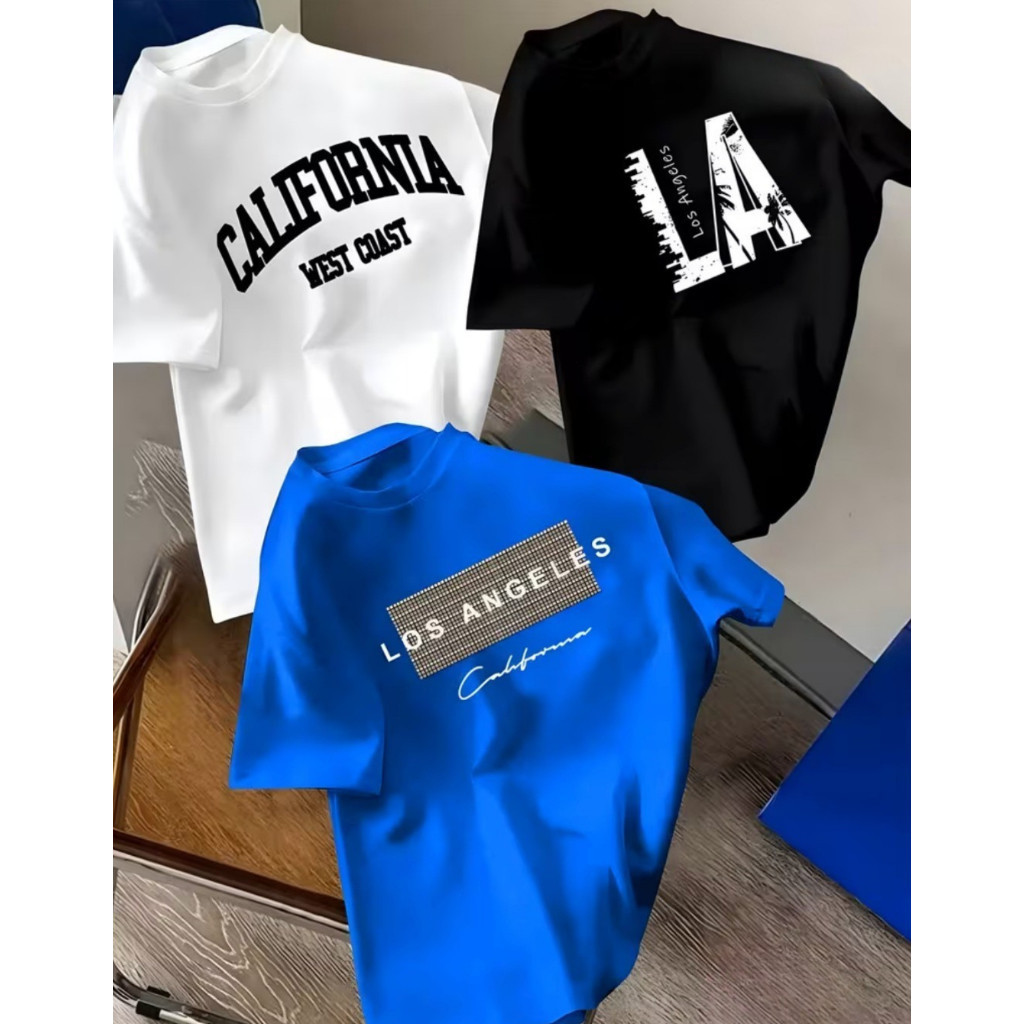 Kit 3 Camisetas 100% Algodão Gola Redonda Califórnia Blogueirinho Adolescente Streetwear