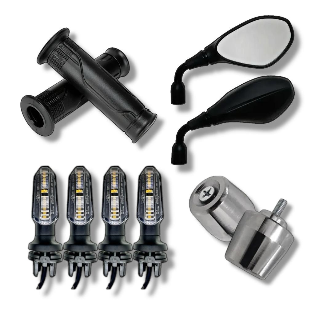 Kit Retrovisor Bmw Curto Honda Manopla Vazada Peso Pcx Cromado 4 pisca cb twister coxim Titan Fan Start Cargo 160