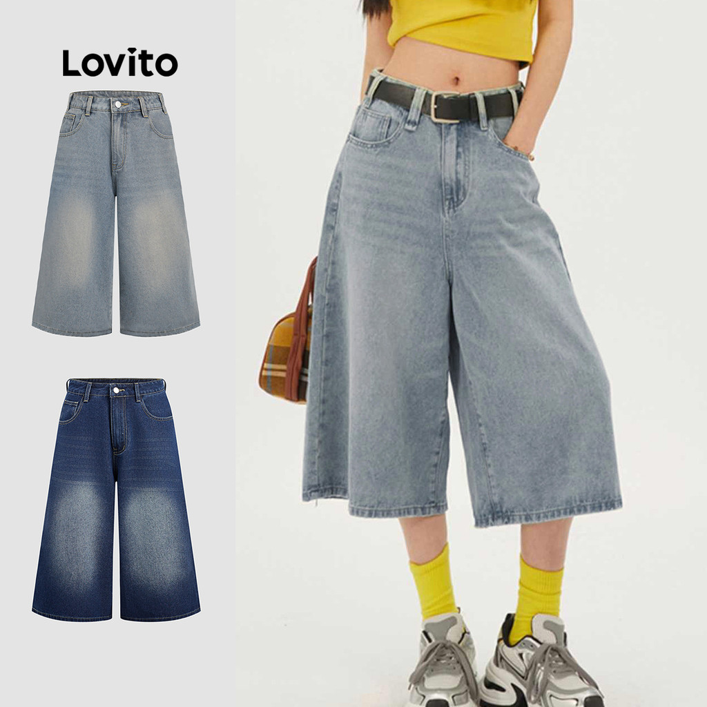 Lovito Casual Jeans Feminino Com Bolso Liso Outono/inverno L117AD091