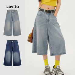 Lovito Casual Jeans Feminino Com Bolso Liso Outono/inverno L117AD091