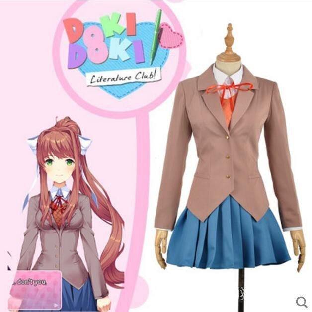Fantasia de Cosplay de Sayori Yuri Natsuki Monika, Uniforme Escolar do Doki Literature Club, Fantasias de Anime para SH 