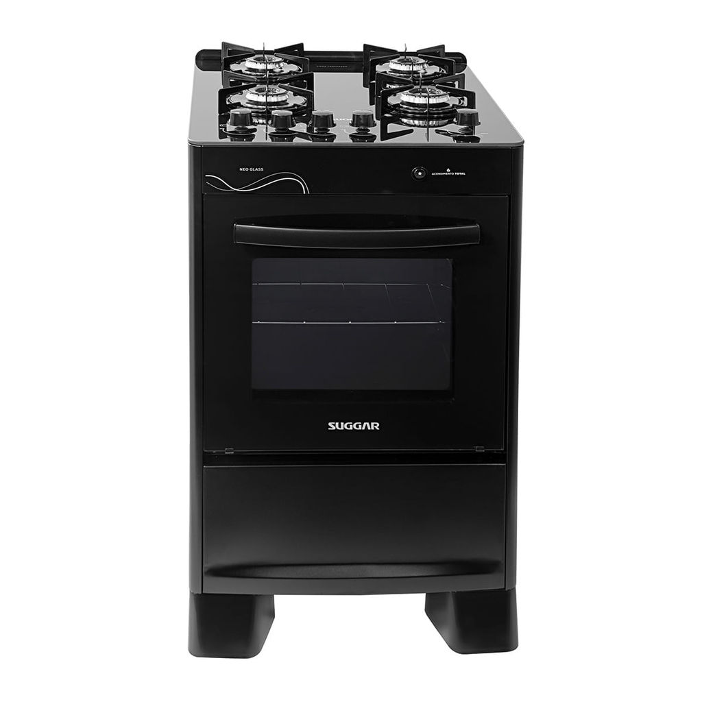 Fogão de Piso Suggar 4 Bocas Mesa de Vidro Neo Glass Preto – Bivolt