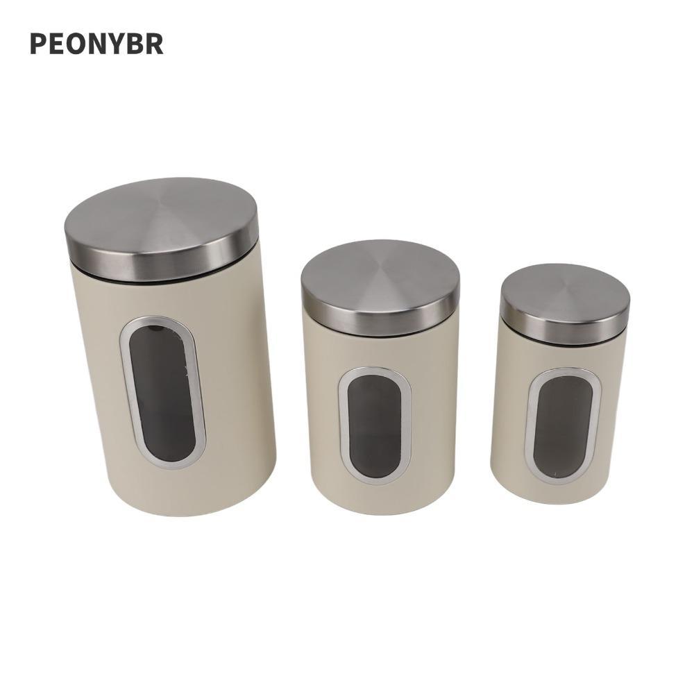 PEONYHOME Conjunto De 3 Peças De Vasilhas De Cozinha , Vasilha De Café Bege/Preto s/m/l , Recipiente Organizador De Chá 