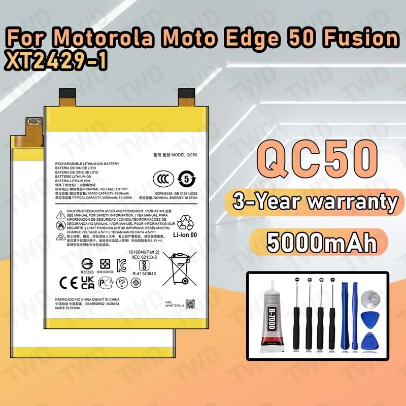 Bateria De Grande Capacidade QC50 Para Motorola Moto Edge 50 Fusion/XT2429-1 Bat