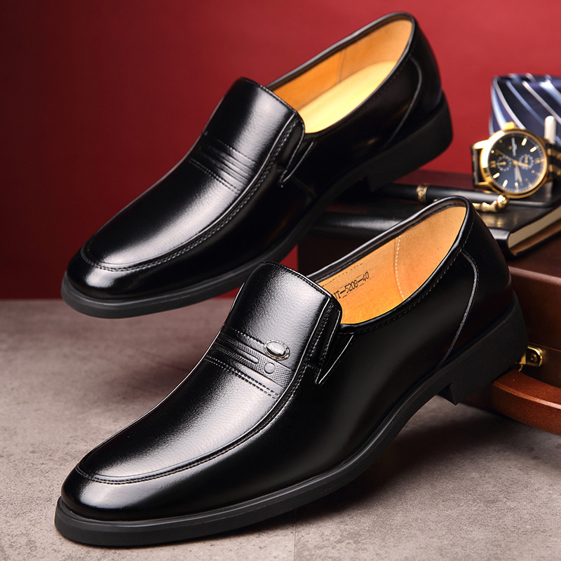 Sapatos de couro masculinos verão respirável negócios sapatos formais tamanho grande antiderrapante clássico aumento int