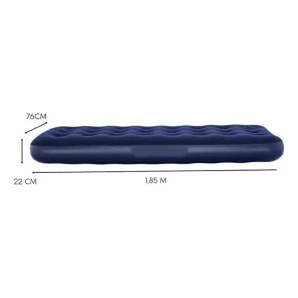 Colchão Inflável Solteiro Azul Superfície Aveludada Cor:Azul