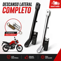 Kit Cavalete Lateral Descanso Apoio Pezinho instalação Mod Original Honda Titan Fan 125 150 160