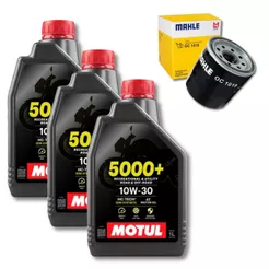 Kit Troca de Óleo 3L Motul 5000+ 10W30 4T + Filtro Mahle Metal Leve Hornet CB 1000R CB 500F CB 650F CBR 500R SH 300i