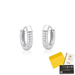 Brinco Moissanite de Prata 925 Argola 3 Fileiras
