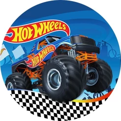 Painel Festa Decoração Redondo Sublimado Monster Truck Hot Wheels 1,50x1,50