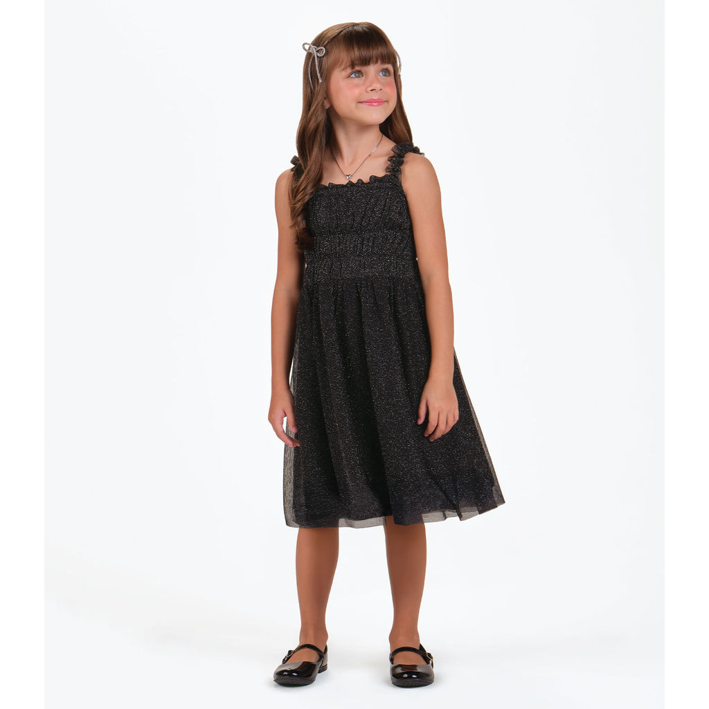 Vestido Menina Cotton Leve Trick Nick Preto